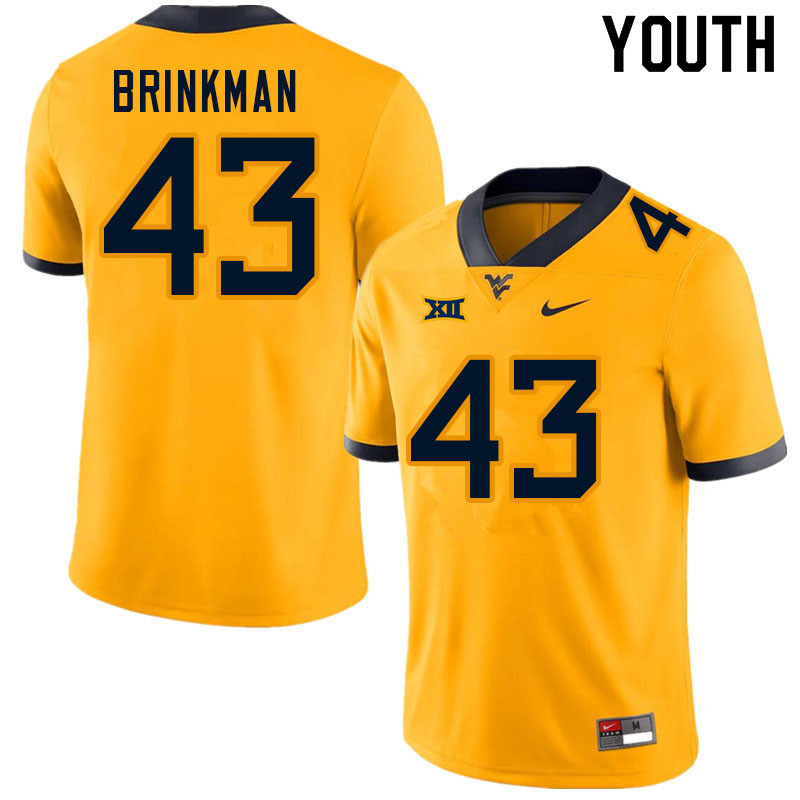 NCAA Youth Austin Brinkman West Virginia Mountaineers Gold #43 Nike Stitched Football College Authentic Jersey YL23I68FS